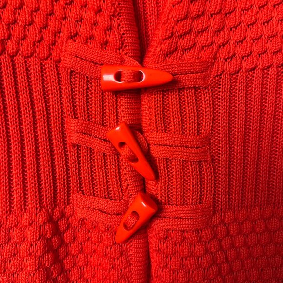 Fever cardigan sz L orange Cable Knit Toggle Buttons sweater long line NEW - Picture 2 of 7